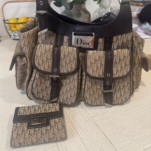 Dior Tan and Brown Monogram Bag and Wallet Set